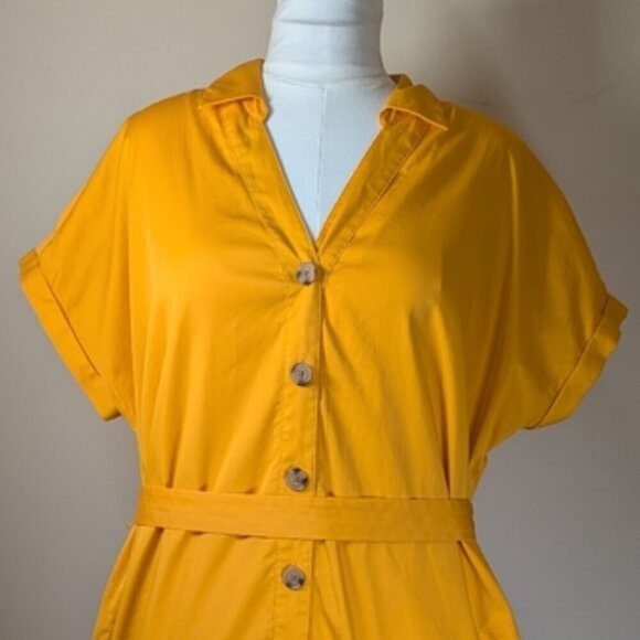 Nine West Dresses & Skirts - Nine West Golden Button-Down Shirt Dress – Sunshine Chic XL 🌞✨
